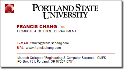 Francis Chang's Business Card